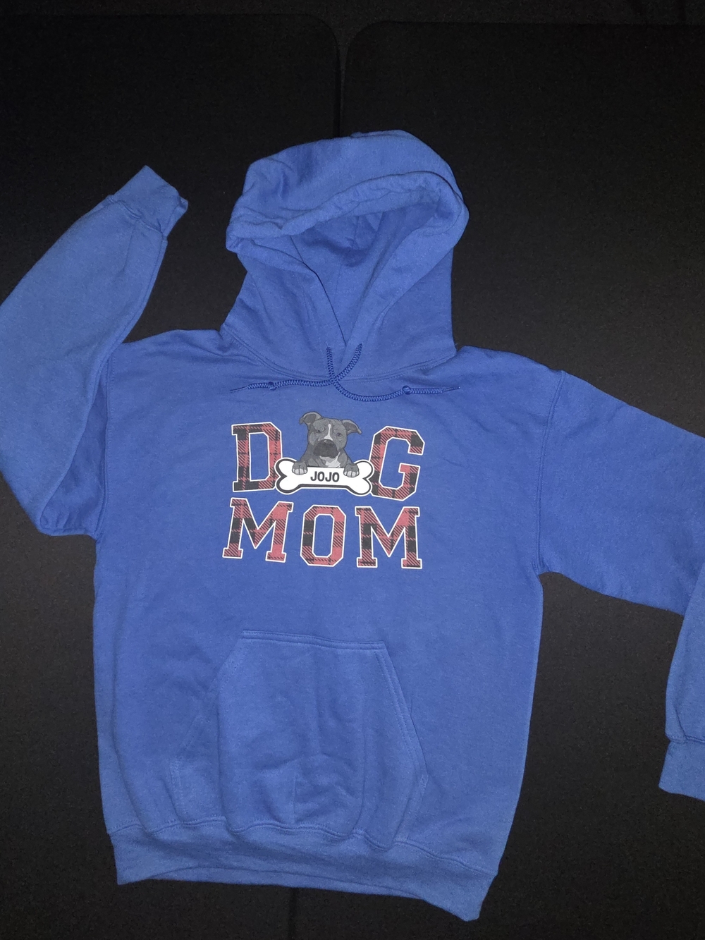 Dog Mom Hoodie - Blue "JOJO" Size S